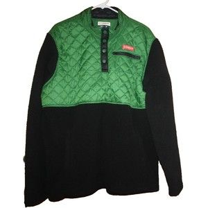 Men Magellan Black/Green Quilted Fleece 1/4 Snap Jacket Sx XL Pullover Warm GUC